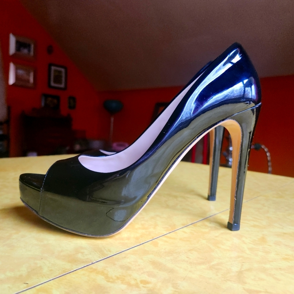 Miu Miu patent leather peep toe heels, Eur size 38.5, US size 8